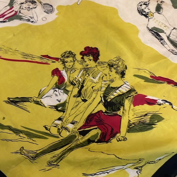 Vintage silk scarf, Victorian style women imprinted - Picture 4 of 15